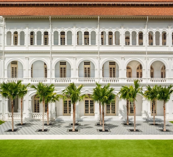 The facade of Raffles Singapore hotel in Singapore. Photo courtesy of the hotel

